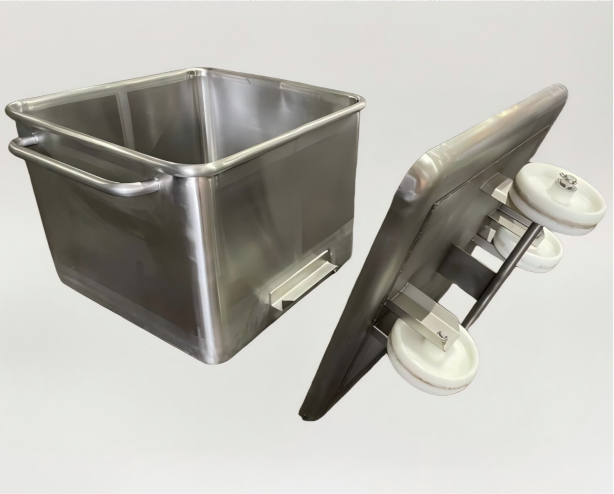 200L 304 s/s Tote Bin with detachable base for Slaughterhouses